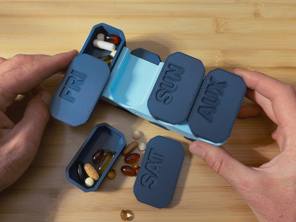 7 Day Pill Organizer | Weekly Pill Box with Removable Daily Capsules | Grab & Go Dispenser