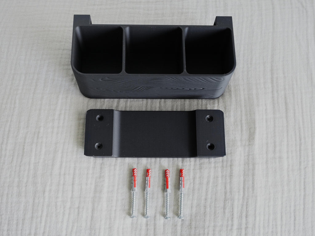 Wall Mount TV Remote Holder  | Wood Texture Plastic Organizer | 3D Printed Home Storage