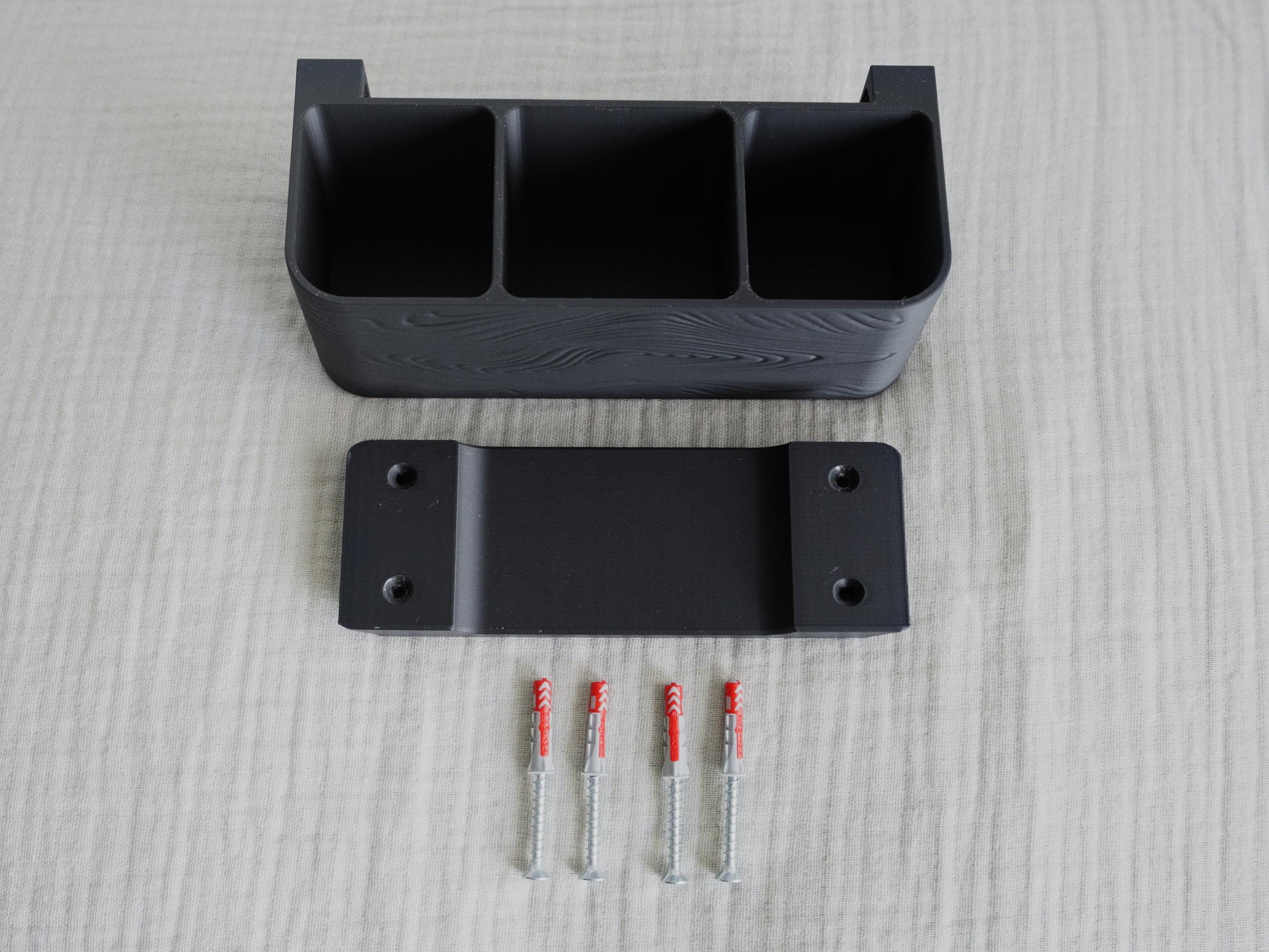Wall Mount TV Remote Holder  | Wood Texture Plastic Organizer | 3D Printed Home Storage