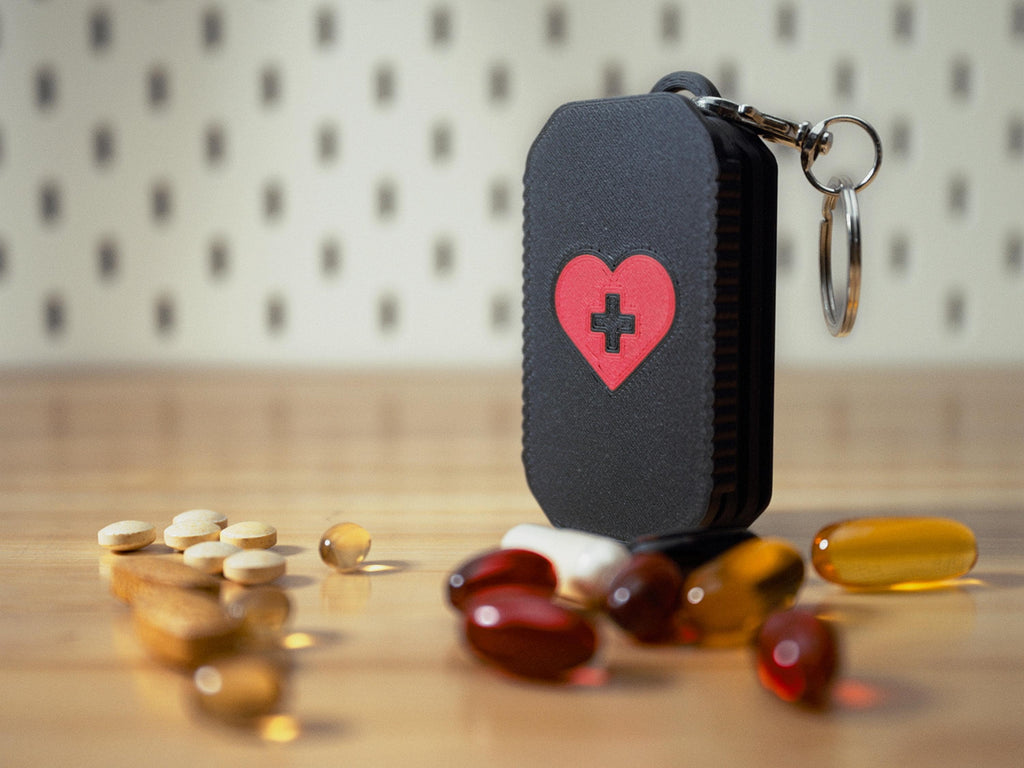 Daily Pill Organizer Keychain – Single or AM/PM Compartment | 3D Printed Pill Box