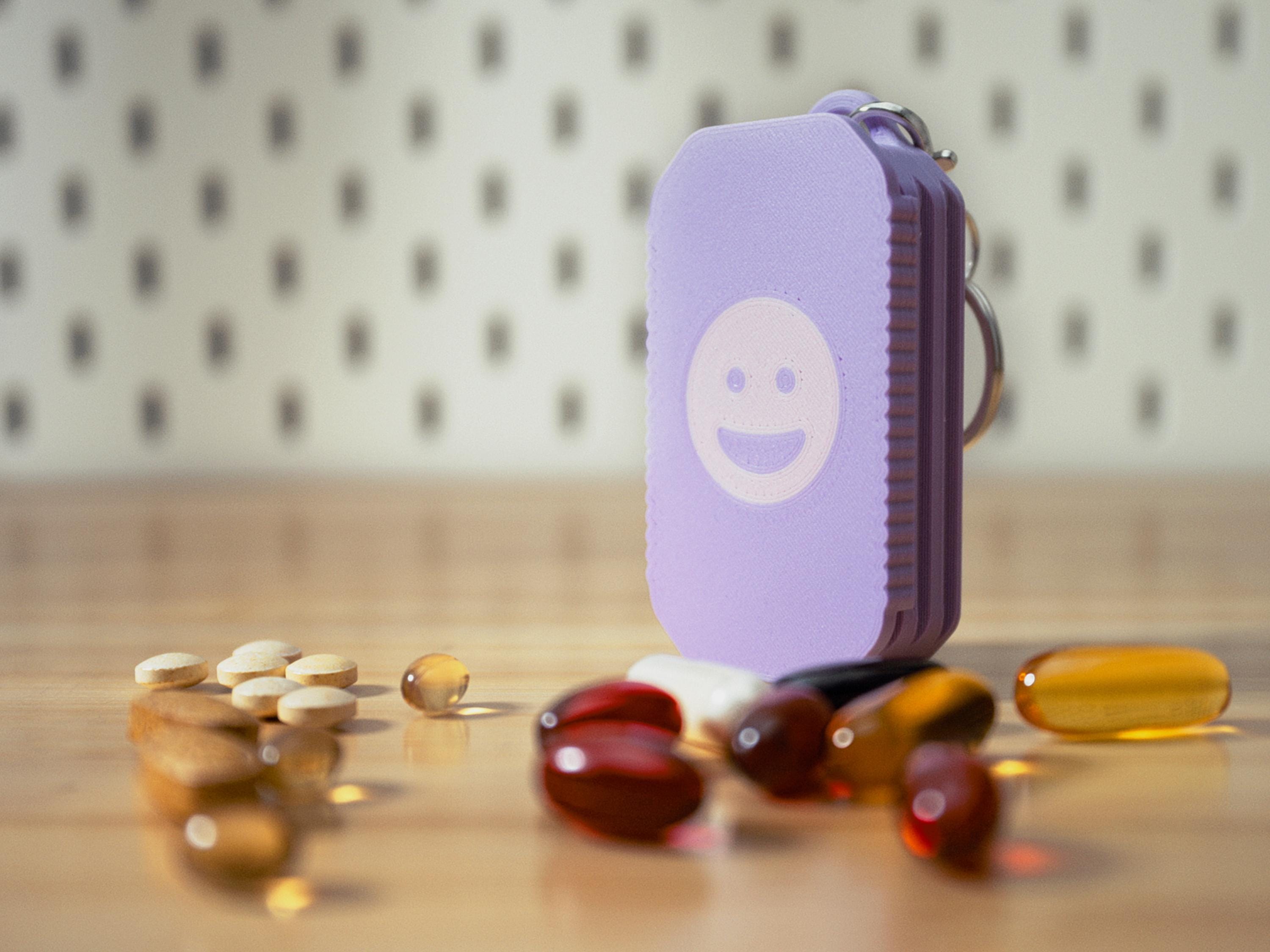 Daily Pill Organizer Keychain – Single or AM/PM Compartment | 3D Printed Pill Box
