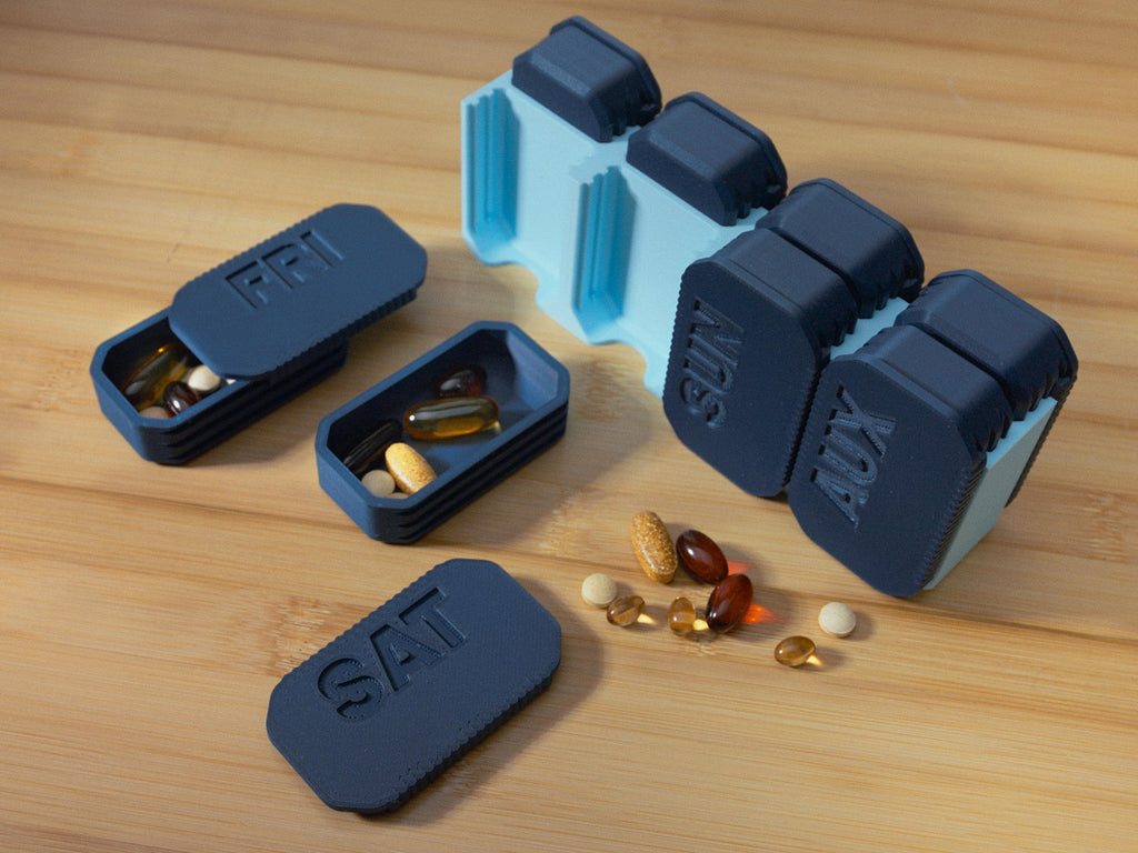 7 Day Pill Organizer | Weekly Pill Box with Removable Daily Capsules | Grab & Go Dispenser
