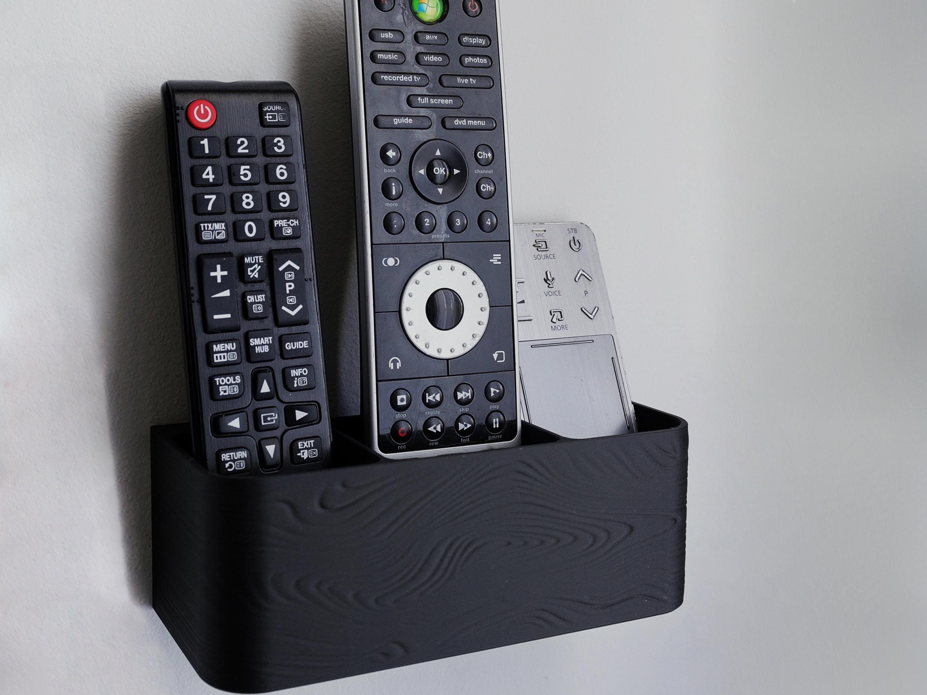 Wall Mount TV Remote Holder  | Wood Texture Plastic Organizer | 3D Printed Home Storage