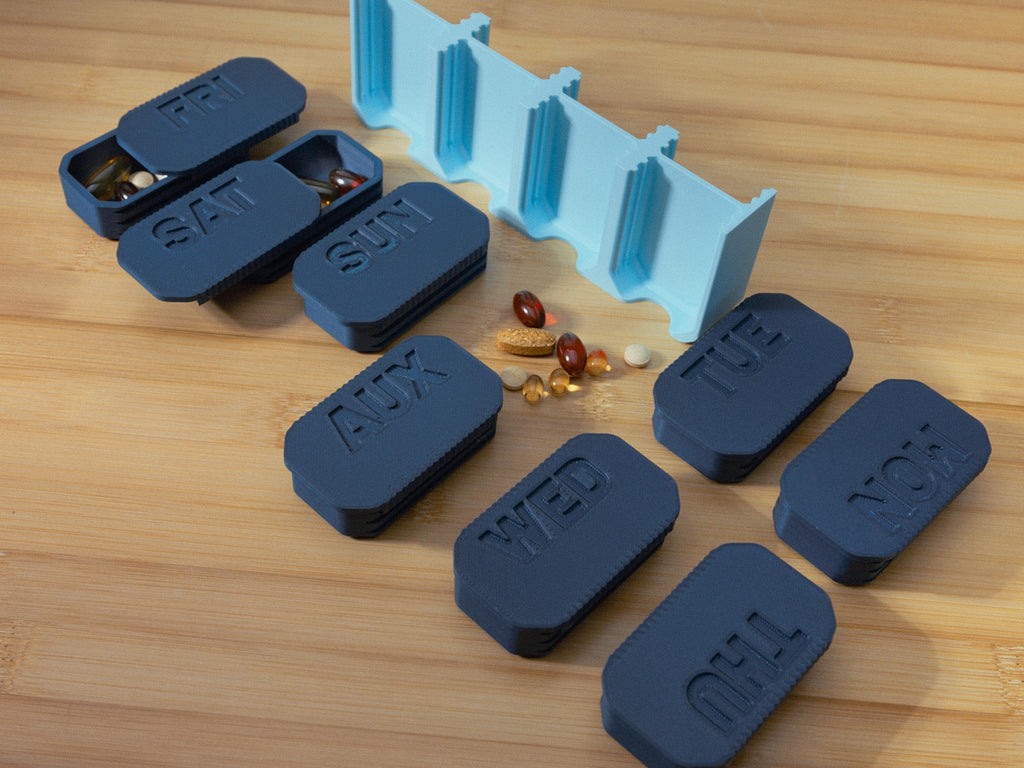 7 Day Pill Organizer | Weekly Pill Box with Removable Daily Capsules | Grab & Go Dispenser