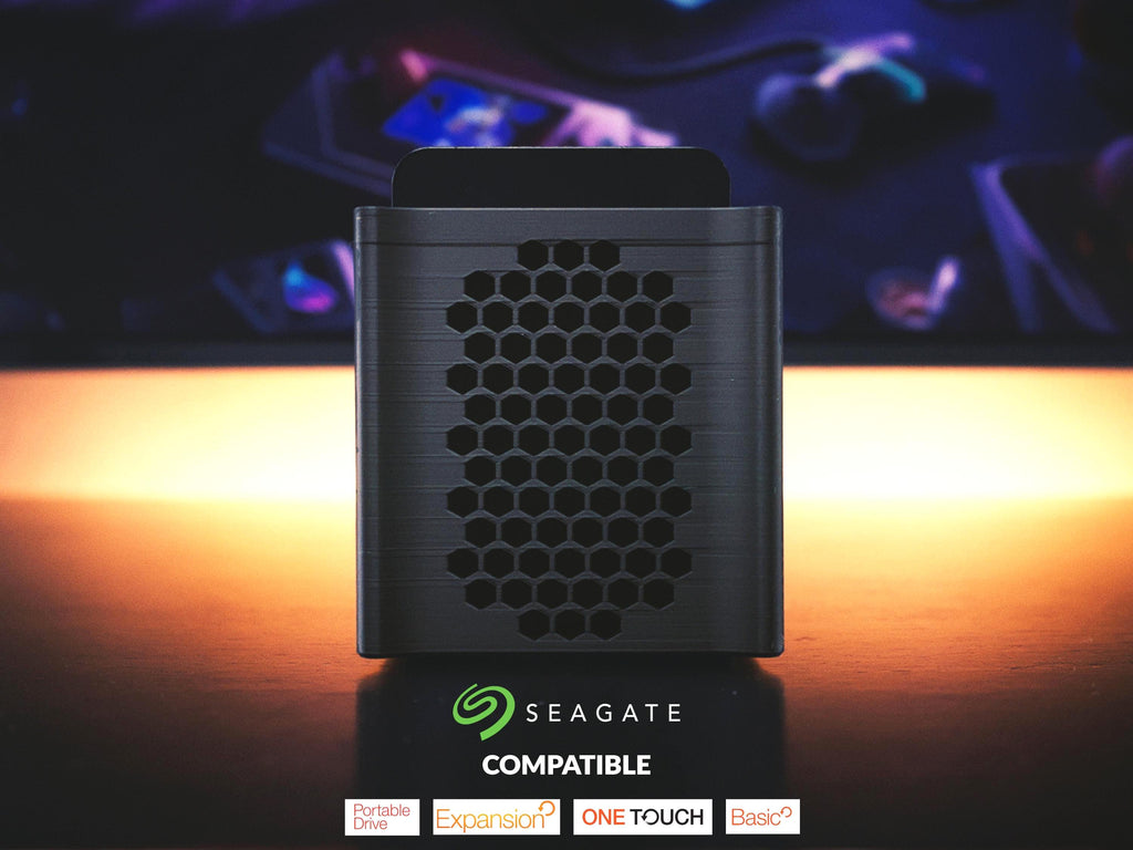 Seagate Portable HDD Organizer – 4 Drive Storage Box with Magnetic Lid | Expansion, Basic, One Touch