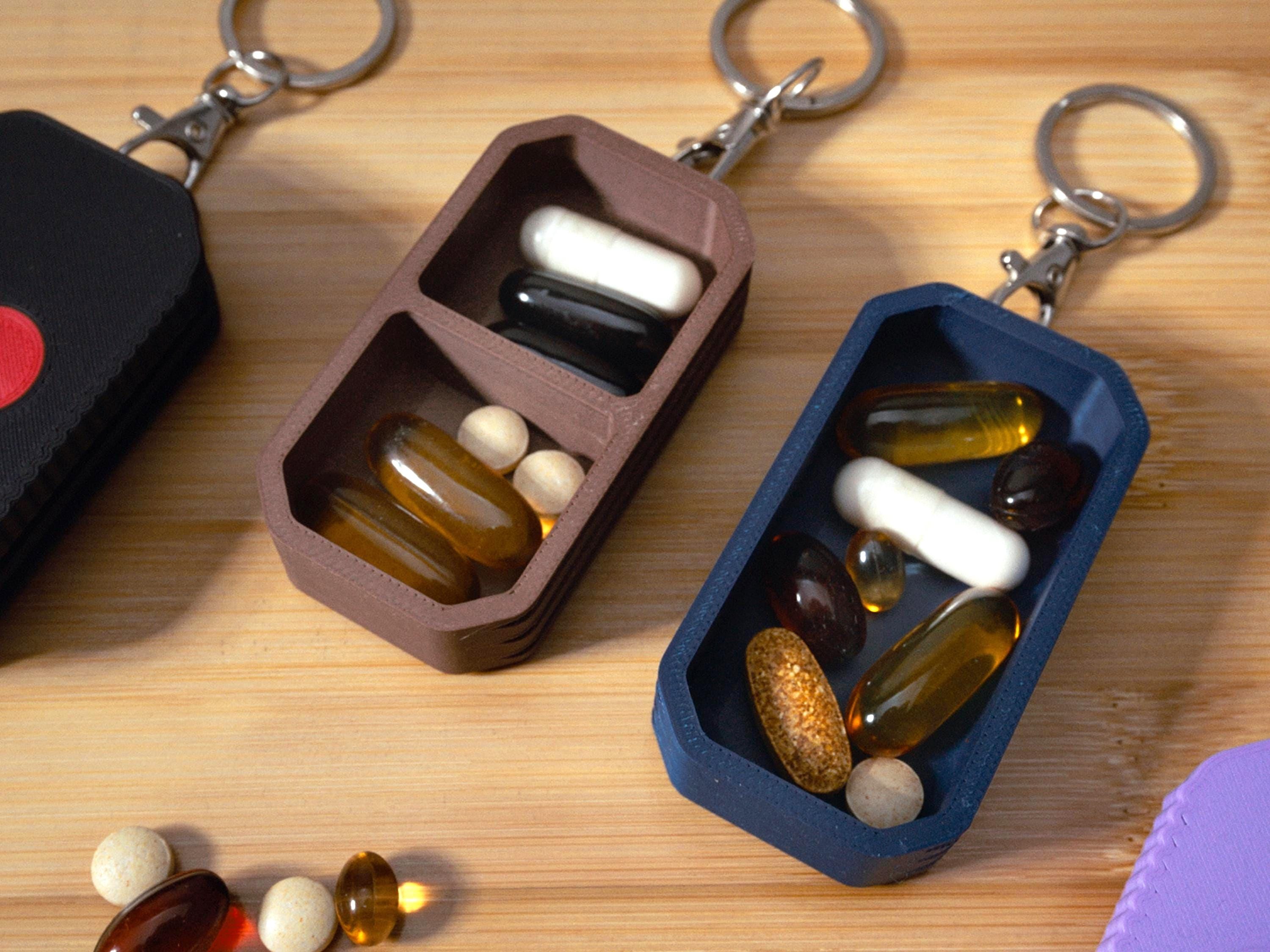 Daily Pill Organizer Keychain – Single or AM/PM Compartment | 3D Printed Pill Box